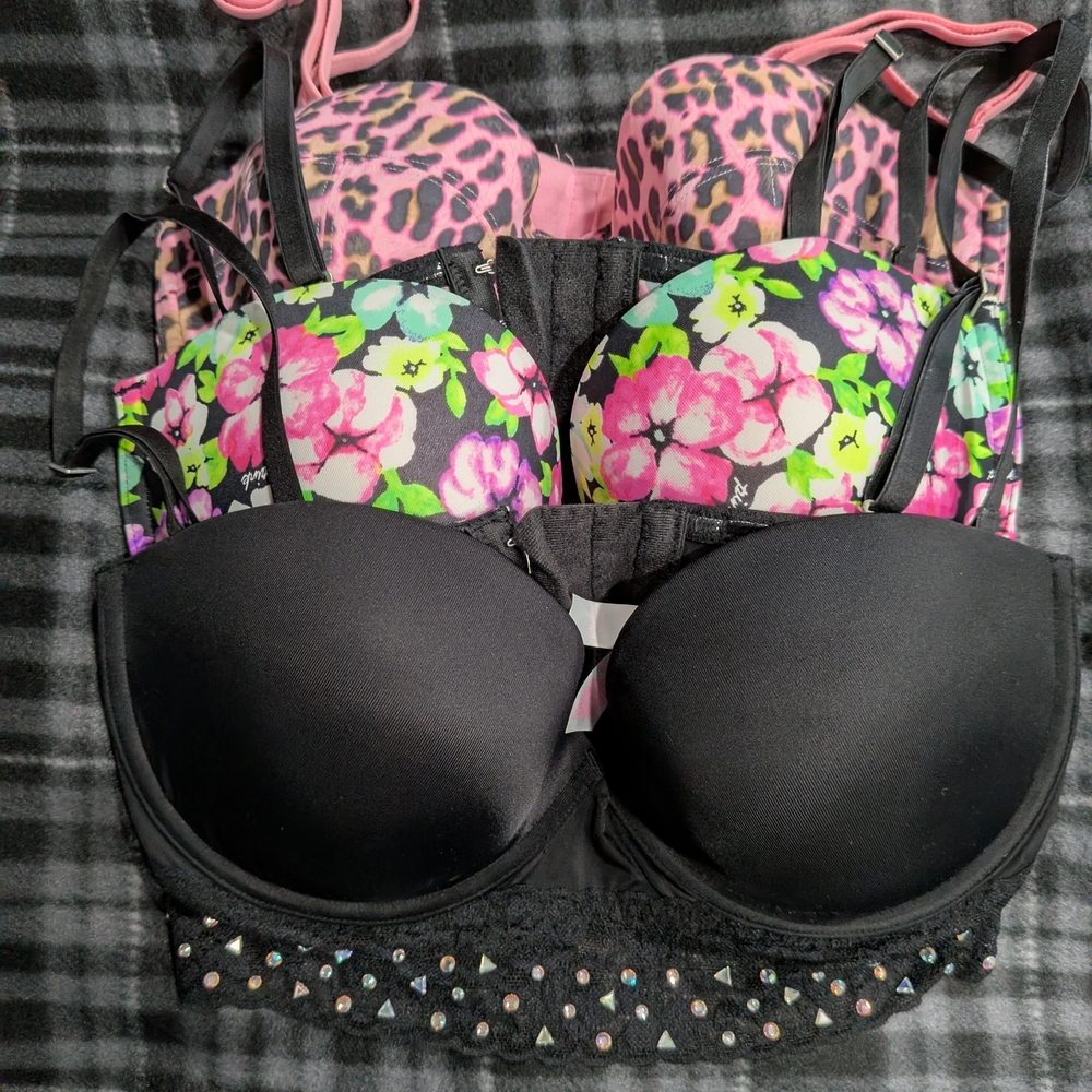 Women's Floral and Leopard Print Bra Set